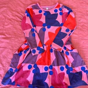 Tea Collection Girls' Pink Multi-Color Long Sleeve Cotton Dress 6